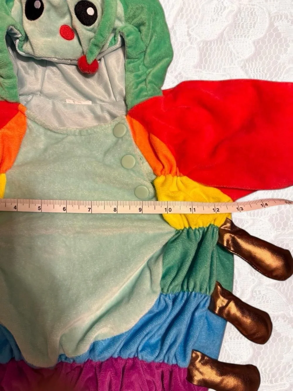 6-12 Months Multicolor Caterpillar Costume Hoodie - Bright Rainbow Play Top